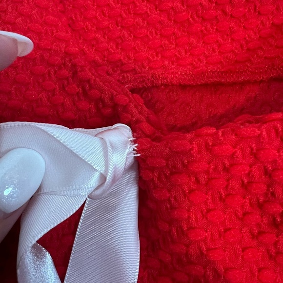 Handmade Sleeveless Dress Red w Bow & Lamb Buttons - Picture 4 of 4